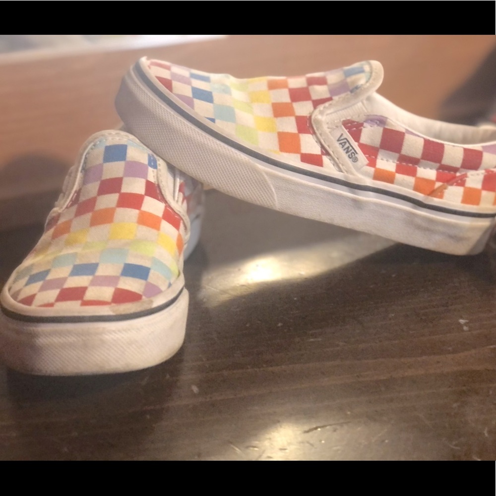 Kids Rainbow Checkered Vans